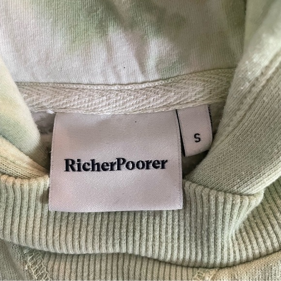 Richer Poorer Green/Cream Tie Dye Fleece Hooded Sweatshirt - 20991 - Picture 7 of 10